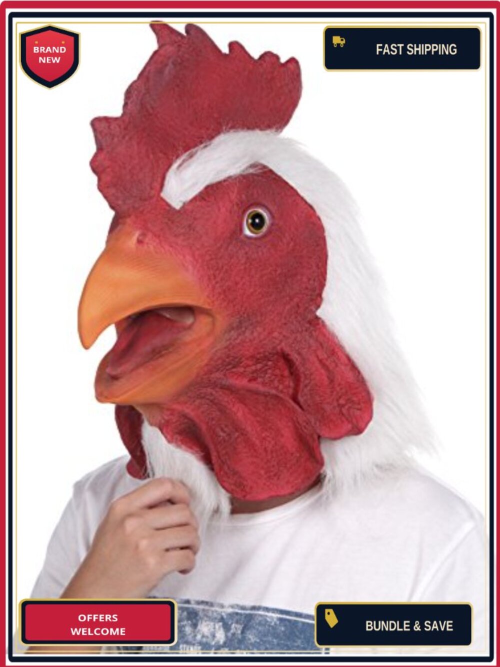 Realistic Latex Rooster Head Mask One Size Adult Unisex Cosplay Costume